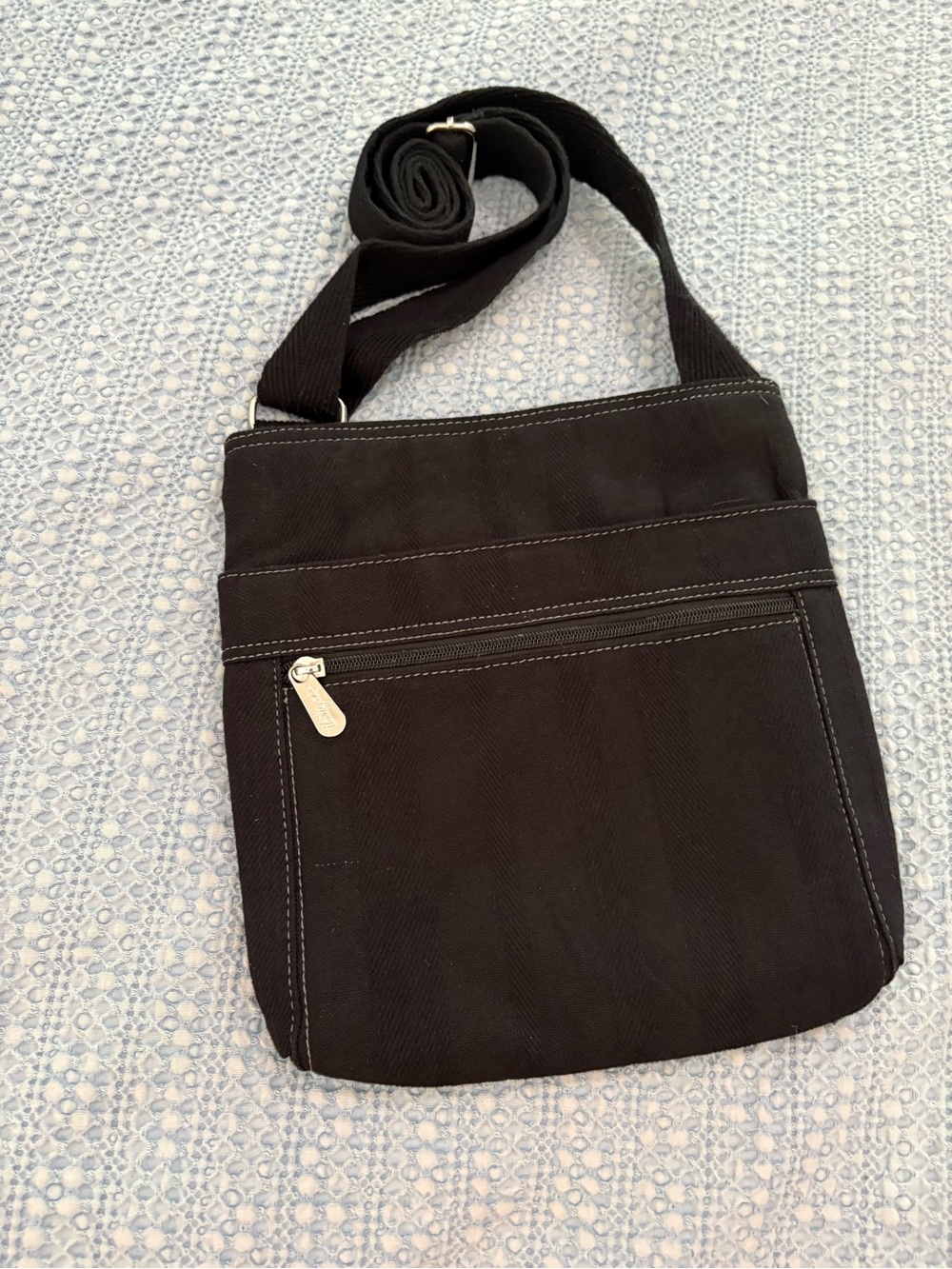 Thirty-One Black Canvas Organizing Shoulder Bag Crossbody Purse